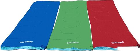 Спальный мешок Sundays ZC-SB001 (красный, с туристическим ковриком 0.8 см синий)