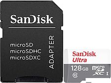 Карта памяти SanDisk Ultra microSDXC SDSQUNR-128G-GN6TA 128GB (с адаптером) Карта памяти SanDisk Ultra microSDXC SDSQUNR-128G-GN6TA 128GB (с адаптером)