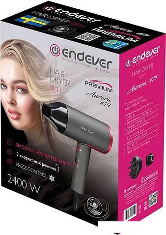 Фен Endever Aurora-479 (серый/розовый)