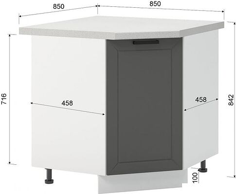 Шкаф напольный Mio Tesoro Альфа ШНУ 850 угловой (белый/холст вулкан)