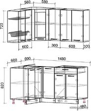 Готовая кухня Интерлиния Мила 12x15 без столешницы (белый платинум)