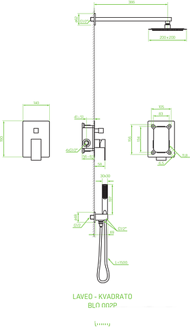 Душевая система  Laveo Kvadrato BLQ 702P