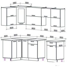 Угловая кухня Интерлиния Мила Gloss 50-12x24 (белый/асфальт глянец)