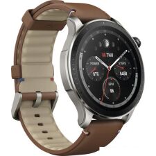 Умные часы Amazfit GTR 4 (серебристый, с коричневым кожаным ремешком)