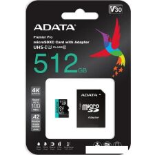 Карта памяти A-Data Premier Pro AUSDX512GUI3V30SA2-RA1 microSDXC 512GB (с адаптером)