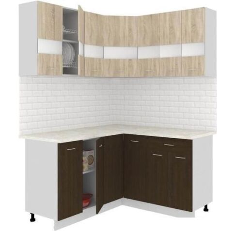 Угловая кухня Кортекс-мебель Корнелия Экстра 1.5x1.5м (дуб сонома/венге/марсель)
