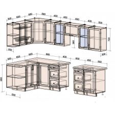 Готовая кухня Интерлиния Тренд 1.5x2.9 левая (белый/белый/кастилло темный)