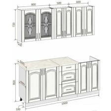 Кухня Кортекс-мебель Корнелия Ретро 1.9м (дуб сонома/королевский опал)