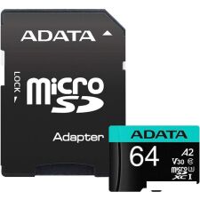 Карта памяти A-Data Premier Pro AUSDX64GUI3V30SA2-RA1 microSDXC 64GB (с адаптером)