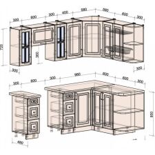 Готовая кухня Интерлиния Мила Шато 1.5x2.2 правая (индиго/индиго/опал светлый)