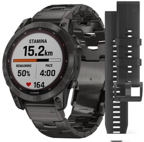 Умные часы Garmin Fenix 7 Sapphire Solar 47 мм (серый карбон/серый карбон титан)