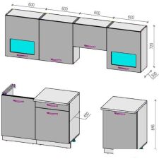 Готовая кухня ВерсоМебель Эко-6 2.4 (северное дерево светлое/северное дерево темное)