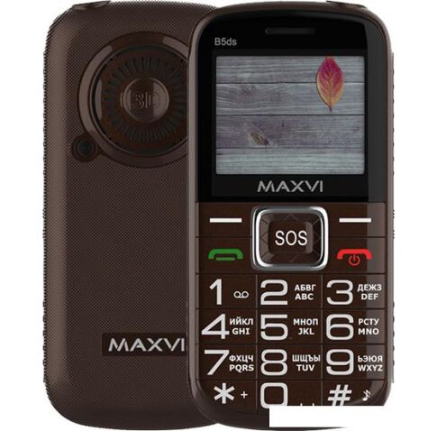 Кнопочный телефон Maxvi B5ds (коричневый)