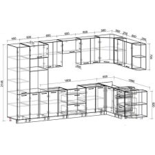 Готовая кухня Интерлиния Мила Лайт 1.88x3.4 правая без столешницы (бетон/антрацит)