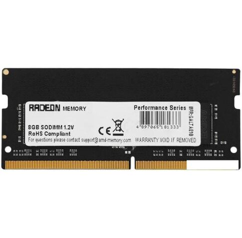 Оперативная память AMD Radeon R9 Gamer Series 8ГБ DDR4 SODIMM 3200 МГц R948G3206S2S-UO