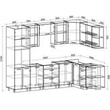 Готовая кухня Интерлиния Мила 1.68x2.8 правая без столешницы (белый платинум)