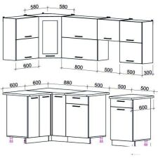 Угловая кухня Интерлиния Мила Gloss 50-12x24 (бордовый/черный глянец)