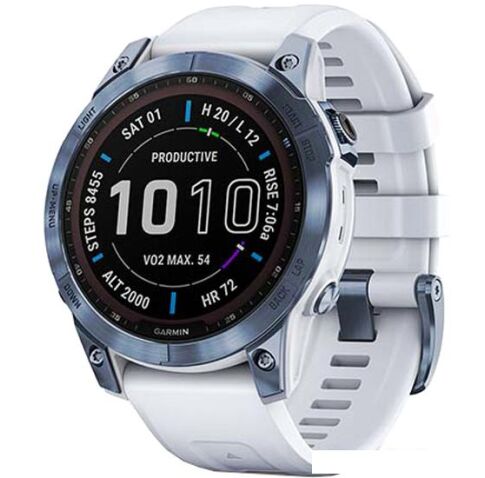 Умные часы Garmin Fenix 7 Sapphire Solar 47 мм (голубой минерал/белый камень)