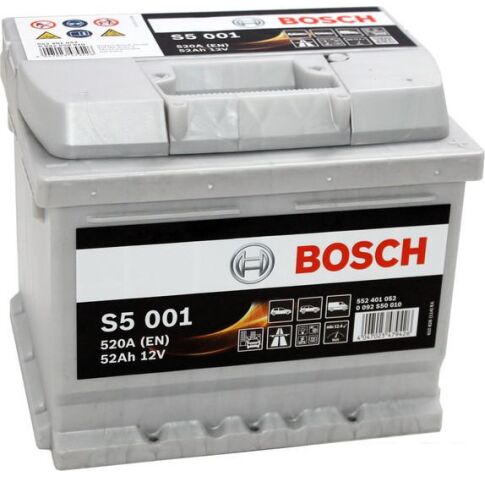 Автомобильный аккумулятор Bosch S5 001 (552401052) 52 А/ч