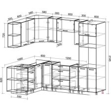 Готовая кухня Интерлиния Мила Лайт 1.68x2.4 левая (бетон/бетон/кастилло темный)