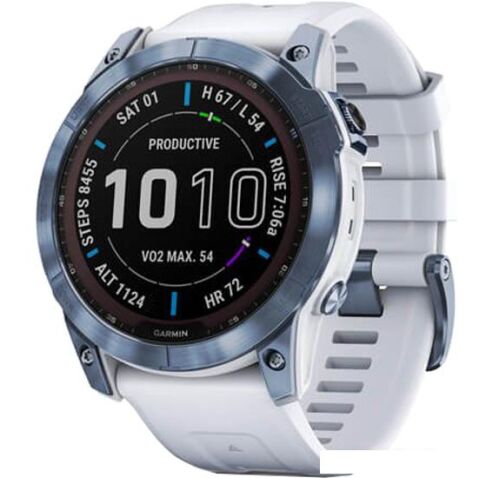 Умные часы Garmin Fenix 7X Sapphire Solar 51 мм (голубой минерал/белый камень)