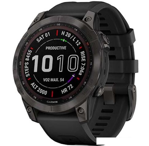 Умные часы Garmin Fenix 7 Sapphire Solar 47 мм (серый карбон/черный)