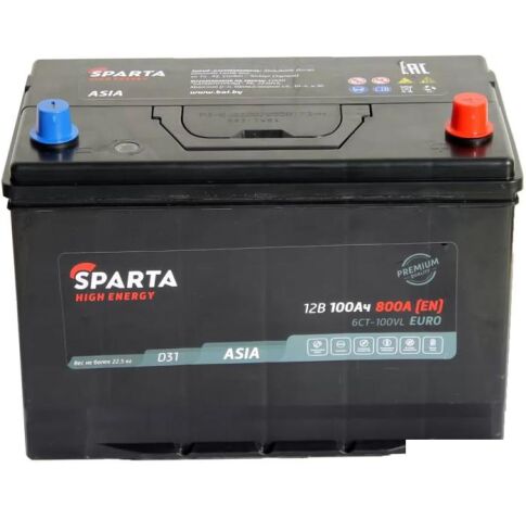 Автомобильный аккумулятор Sparta High Energy Asia 6СТ-100 Евро 800A (100 А·ч)