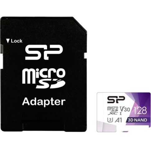 Карта памяти Silicon-Power Superior Pro microSDXC SP128GBSTXDU3V20AB 128GB + адаптер