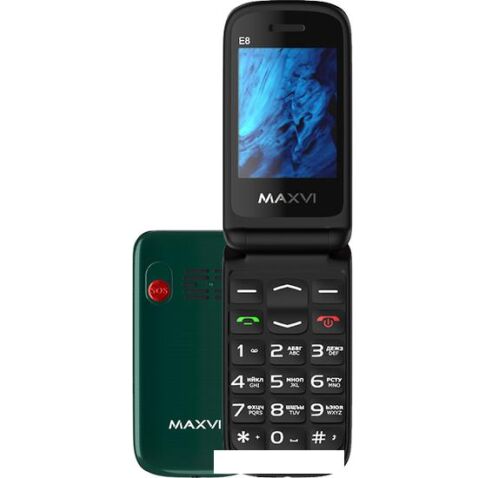 Кнопочный телефон Maxvi E8 (зеленый)