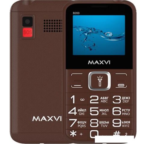 Кнопочный телефон Maxvi B200 (коричневый)