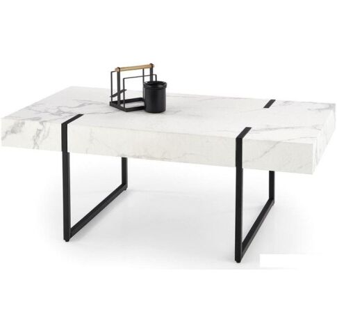 Журнальный столик Halmar Blanca 110x60x43 (белый мрамор/черный)