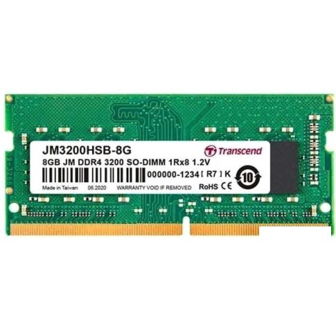 Оперативная память Transcend JetRam 8GB DDR4 SODIMM PC4-25600 JM3200HSB-8G