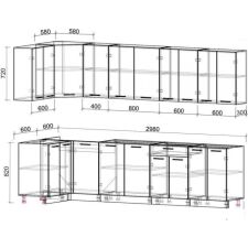 Готовая кухня Интерлиния Мила Лайт 1.2x3.0 без столешницы (белый платинум/дуб золотой)