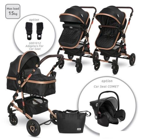 Универсальная коляска Lorelli Alba Premium Set 2023 (3 в 1, black)