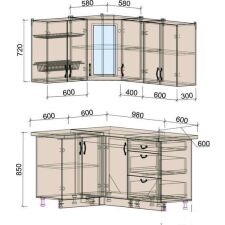 Готовая кухня Интерлиния Мила Крафт 1.2x1.6 (дуб королевский)