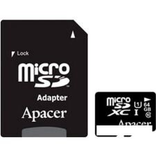 Карта памяти Apacer microSDXC (Class 10) 64GB + адаптер [AP64GMCSX10U1-R]