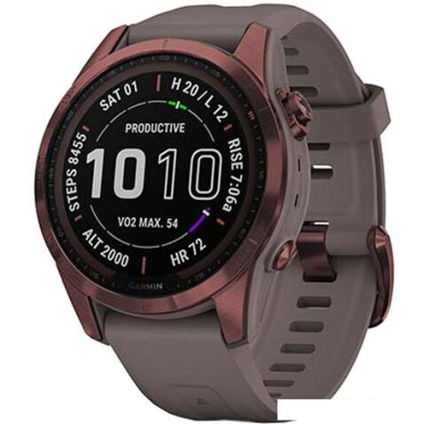 Умные часы Garmin Fenix 7S Sapphire Solar 42 мм (темно-бронзовый титан/сланцевый)