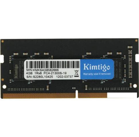 Оперативная память Kimtigo 4ГБ DDR4 SODIMM 2666 МГц KMKS4G8582666