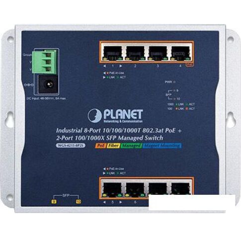 Управляемый коммутатор 2-го уровня PLANET WGS-4215-8P2S