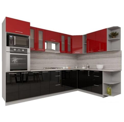 Готовая кухня Интерлиния Мила Gloss 1.88x2.8 правая (красный-черный)