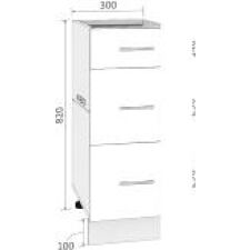 Шкаф напольный Кортекс-мебель Корнелия Лира НШ30р3ш без столешницы (белый)