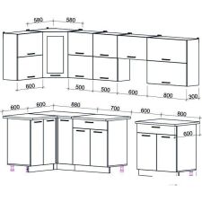 Угловая кухня Интерлиния Мила Gloss 60-12x30 (белый/асфальт глянец)