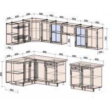 Готовая кухня Интерлиния Тренд 1.5x3.1 левая (индиго/индиго/опал светлый)