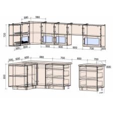 Готовая кухня Интерлиния Мила Матте 1.5x2.9 Б правая (белый-белый-кастилло темный)