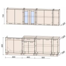 Готовая кухня Интерлиния Мила 25 (бетон-антрацит-травертин)