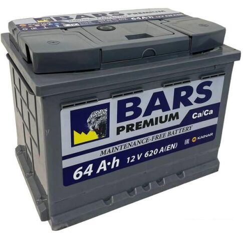 Автомобильный аккумулятор BARS Premium 64 R+ (64 А·ч)