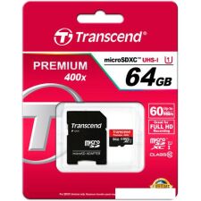 Карта памяти Transcend microSDXC UHS-I 400x Premium (Class 10) 64GB (TS64GUSDU1)