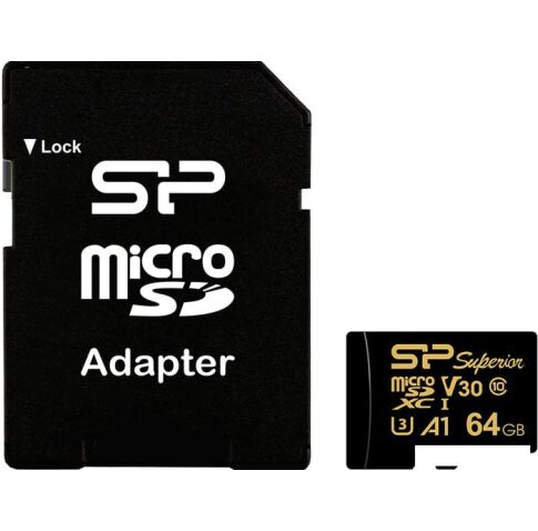 Карта памяти Silicon-Power Superior Golden A1 microSDXC SP064GBSTXDV3V1GSP 64GB