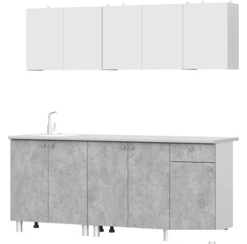 Готовая кухня NN мебель КГ-1 2000 (белый/белый/цемент светлый/антарес)