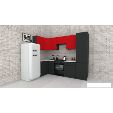 Готовая кухня ВерсоМебель Эко-7 1.2x2.6 левая (красный чили/антрацит/ст.мрамор ит.)